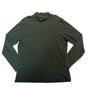 Robert Barakett Mens Long Sleeve Mock Neck Shirt Dark Green Size XL Pima Cotton